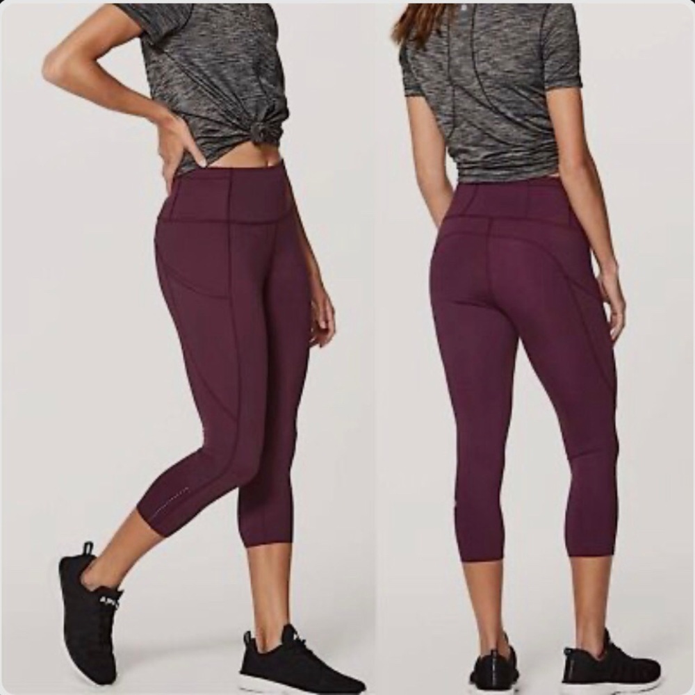 Lulu Lemon Fast & Free High-Rise Crop Leggings  Purple High-Waisted Leggings